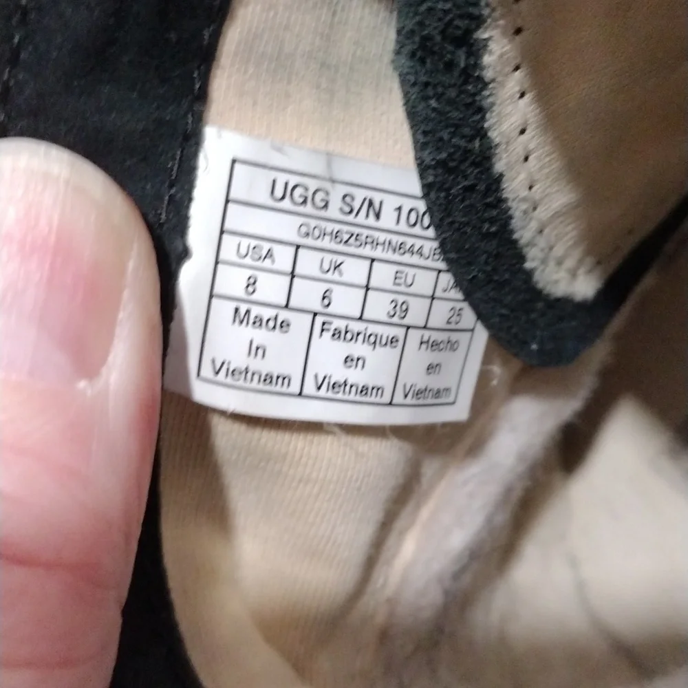 UGG womens black leather zip or lace high top sneakers. Size 8